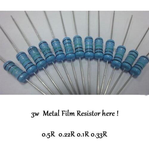 Free Shipping 100pcs 0.5R DIP Resistors Colored ring 3W 0.5ohm 1% Metal Film Resistor other value pls page