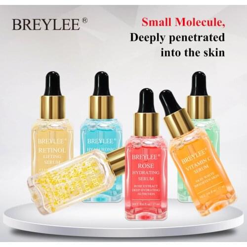 BREYLEE Face Serum Series Hyaluronic Acid Vitamin C Whitening Skin Care Rose Nourish 24k Gold Firm Soothing Repair Essence 1pcs