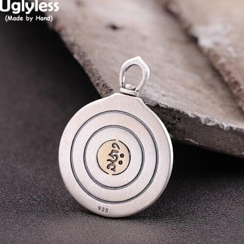Uglyless om mani padme hum Six-Word Mantra Buddhistic Pendants for Men Women Religious Gift Jewelry 925 Silver Necklace NO Chain
