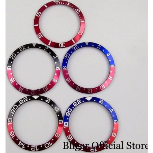 Aluminum Alloy 38mm Slop Red Watch Bezel Ring Insert fit 40mm Case