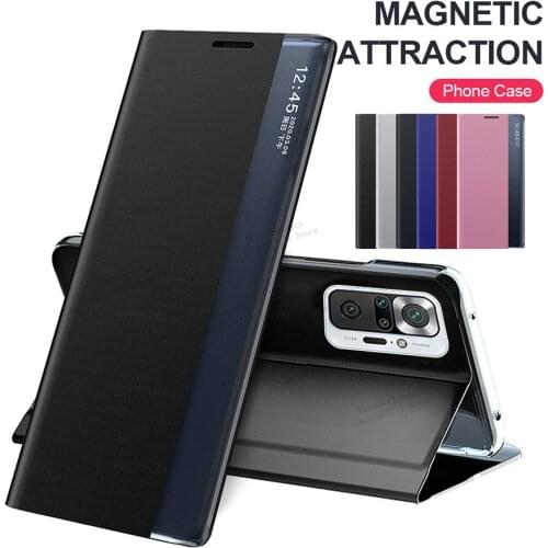 Reami note 10 pro Case Smart View Window Leather Flip Covers for Xiaomi redmi note 10pro max 10s Cases Magnetic Stand Book Coque