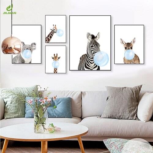 JHLJIAJUN Giraffe Zebra Animal Posters And Prints Canvas Art Painting Wall Art Nursery Decorative Picture Nordic Kids Room Decor