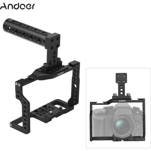 Andoer G85 Aluminum Alloy Camera Cage + Top Handle Kit with Many 1/4" and 3/8" Mounting Holes for Panasonic G85/G80 ILDC Camera