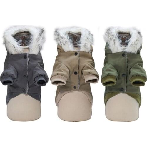 Pet Handsome Military Style Cotton Padded Clothes with Velvet Hat for Small and Medium Dogs