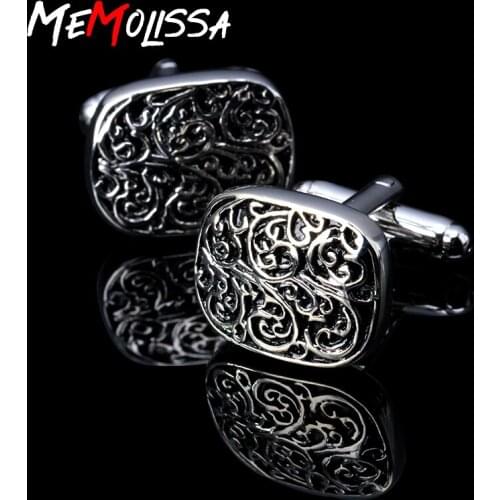 MeMolissa High Quality CuffLinks for mens Oval Vintage Wave Pattern Cuff Links Retro Exquisite Mens Sleeve Nail hot style