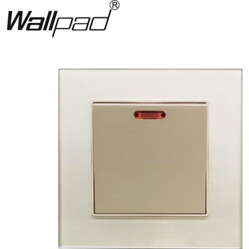 45A DP Wall Cooker Switch With Neon Wallpad Crystal Glass Panel 45A On / Off Wall Switch