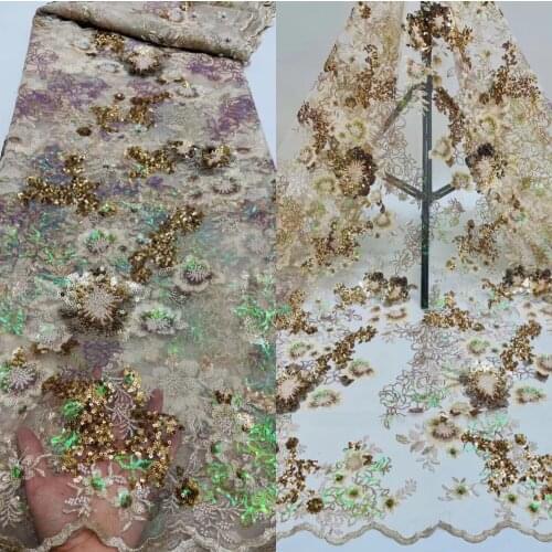 Latest Lace Fabric with sequins African Lace Fabric L-698889 Lace Fabric for Bridal Material French Net Lace