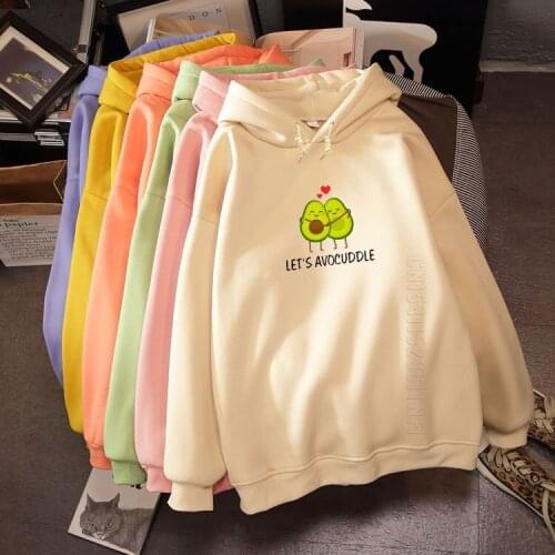 Avocado Printing Letter Novelty Streetwear Sweatshirt Cute Pullover Oversized Men Hoodie Sweet Long-Sleeved Pocket