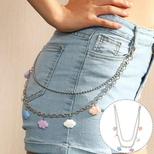 Punk Chic Acrylic Clouds Pendant Key Chain Rock Trousers Hipster Ring Pant Jean Keychain Women Girl HipHop Kpop Accessory