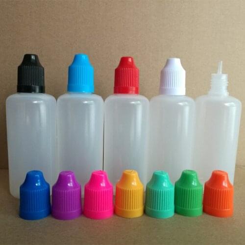 600pcs/lot, 60ml PE Plastic Dropper Bottles with Colorful Childproof Cap and Long Thin Dropper Tips for E Liquid Nail Gel