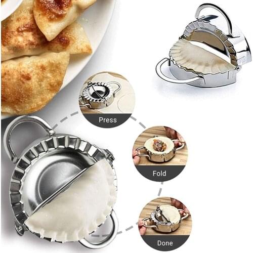 DIY Stainless Steel Dumpling Maker Dough Cutter Dumpling Wrapper Cutter Making Maching Cooking Pastry Tool Dough Circle Roller