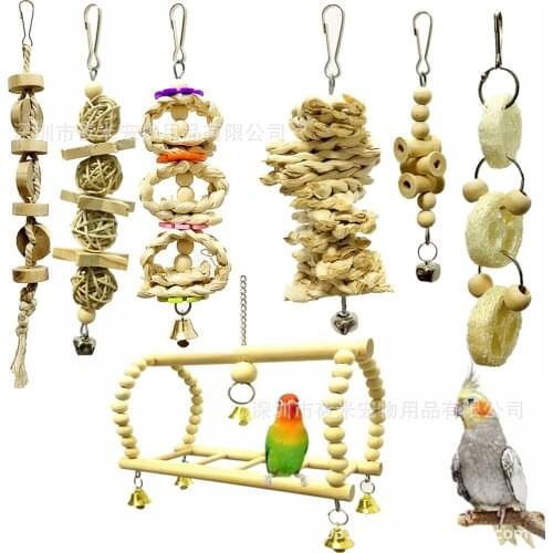7-Piece Parrot Assembled Toys Toy Bird Swing Ladder Stand Amazon Combo Hot Selling 235G