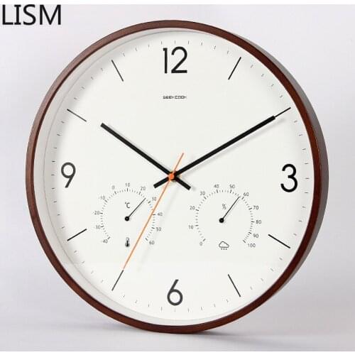 Temperature Hygrometer Large Wall Clock Modern Design Living Room Simple Wall Watch Quartz Clock Farmhouse Decor Wall Clocks