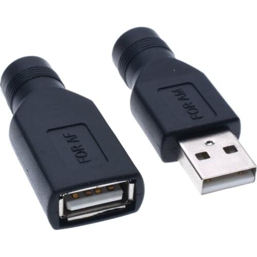 USB 2.0 male female to DC jack 5.5 * 2.1mm 5.5X2.1mm female DC Power Plugs Connector Adapter for Laptop PC