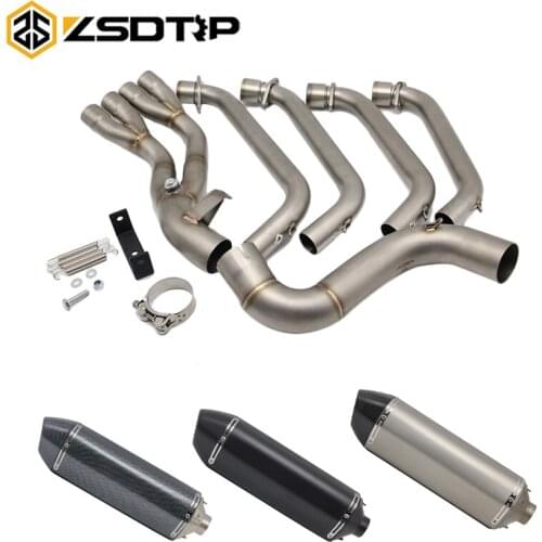 ZSDTRP Motorcycle Carbon Fiber Muffler Stainless Steel Exhaust Pipe for Honda CBR650F Front Row Side Tntact for CBR650 CB650F