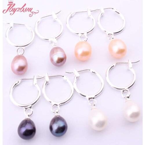 6-7x7-8mm Oval Natual Freshwater Pearl Stone Beads Tibetan Silver Fashion Dangle Earring For Woman Christmas Gift 1 Pair