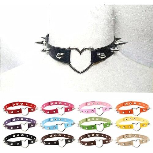 Spiked heart choker studded goth choker punk collar women girls black gothic jewelry for women accessories