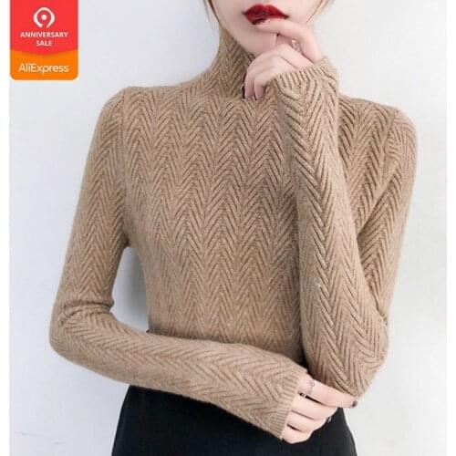 Pullover Real Poncho Sweater Women Underwear Woman Autumn And Winter 2019 New Slim Bottom Shirt Sleeve Tight Knitted Thickening