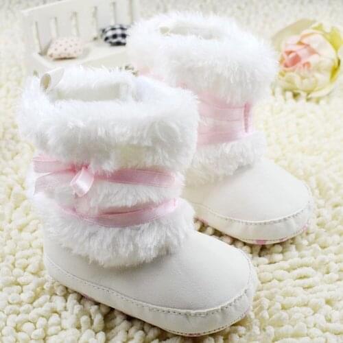 Winter Warm First Walker Baby Girl Toddler Boots With Butterfly-knot Anti-slip Shoes BS16