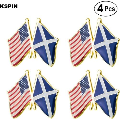 U.S.A & Scotland Friendship Flag Pin Lapel Pin Badge Brooch Icons 4pcs