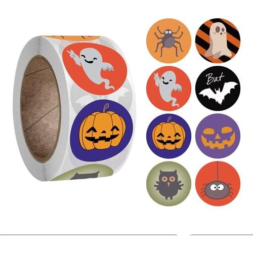 500pcs/roll 1 Inch Halloween Cute Cartoon Pumpkin Stickers For DIY Handmade Card Party Envelope Stationery Decoration Stickers