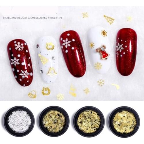 1 Box Hollow Snowflakes Nail Glitters Sequins Winter Gold Snowflake Star Nail Art Decorations For Nails 3D Manicure Tips