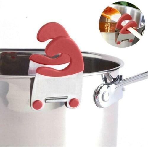 1PC Stainless Steel Pot Side Clips Anti-Scalding Spoon Holder Kitchen Tools Gadgets