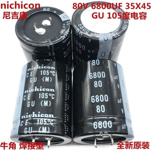 2PCS/10PCS 6800uf 80v Nichicon GU 35x45mm 80V6800uF Snap-in PSU Capacitor