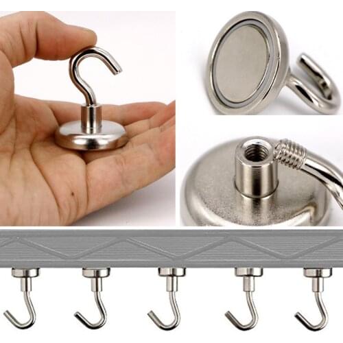 4pcs Magnetic Hooks Powerful Heavy Duty Neodymium Magnet Refrigerator Surfaces Not Scratch SDF-SHIP