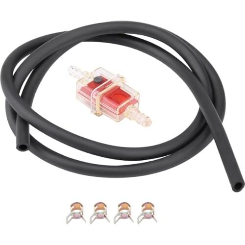 6mm 1/4 inch Motorcycle Scooter Square Fuel Filter + Fuel Hose + Line Clamp Set