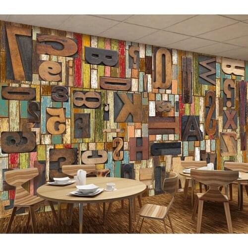 Custom English Alphabets 5d Papel Murals 3d Wood Panels Wallpaper Murals 3D Photo Mural Wall paper for Background 3d Wall Murlas