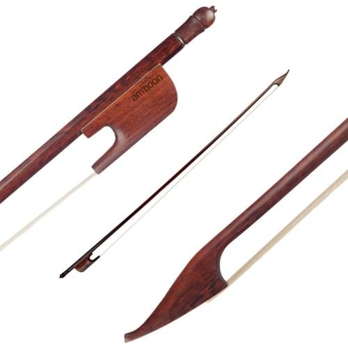 Ammoon 4/4 Violin Bow Baroque Style Snakewood Round Stick Snakewood White Horsehair Well Balanced