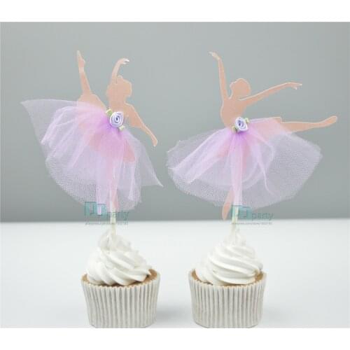 Handmade Ballerina Ballet Girl Cupcake Toppers Party Picks,grils kids birthday party decorations,Dance party ballet decor