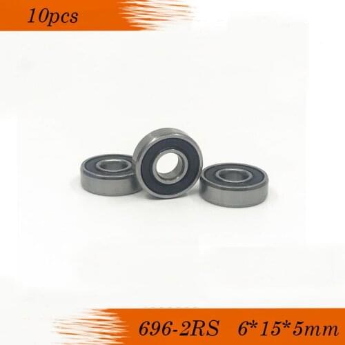 Free shipping 10pcs 696-2RS 6x15x5mm CGR15 steel Rubber Sealed Ball Bearing Miniature Bearings 696 RS