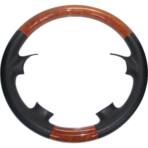 Black Leather Light Brown Wood Steering Wheel Cover for Mercedes Benz 1998-2005 W163 ML M 270 ML320 ML350 ML430 ML500 ML55 AMG