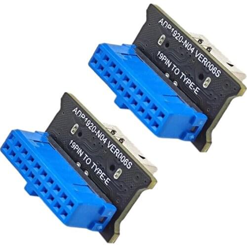 For Motherboard USB3.0 Front 19Pin to 3.1 TYPE-C Front TYPE-e Interface 20 to 19 Pin Adapter Expansion Card(2 Pcs)