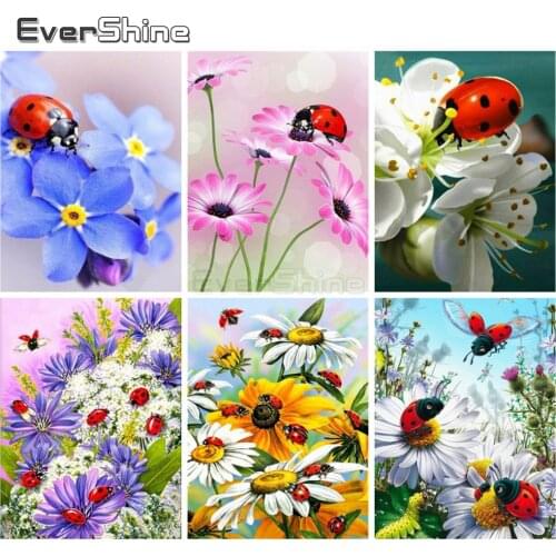 EverShine 5D Full Square Diamond Painting Flowers Diamond Embroidery Daisy Mosaic Rhinestones Art Cross Stitch Home Decor