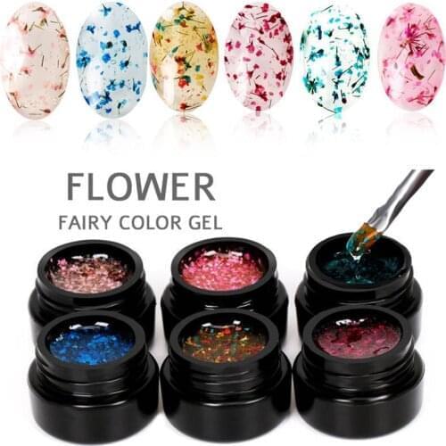 Flower Fairy UV Gel Nail Polish Varnish Design Colorful Pink Green Semi transparent Soak Off Nail Art Gel 5ml