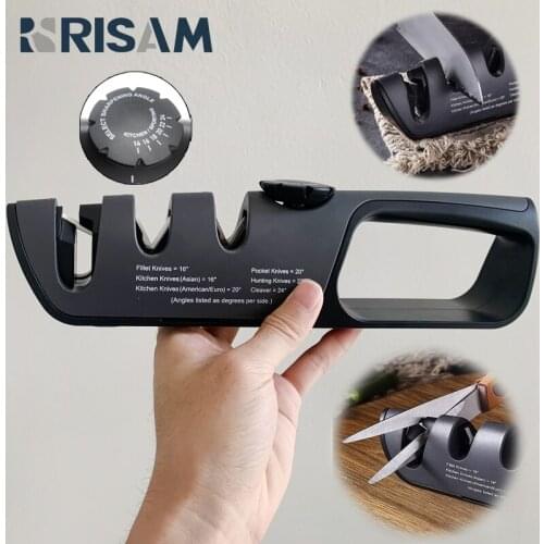 Hot Adjustable Angle Button Sharpener Tool Knife Sharpener 3 Stage Scissors Professional Kitchen Grinder Knives Sharpening Stone