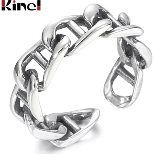 Kinel 100% Real 925 Sterling Silver Adjustable Ring 2020 New Vintage Irregular BRAIDED Stackable Rings for Women Jewelry