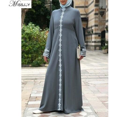 MISSJOY Muslim Abaya Zipper Lace Modification Elegant Ladies Dress Dubai Casual Kaftan Turkish Retro Kimono Islamic Clothing