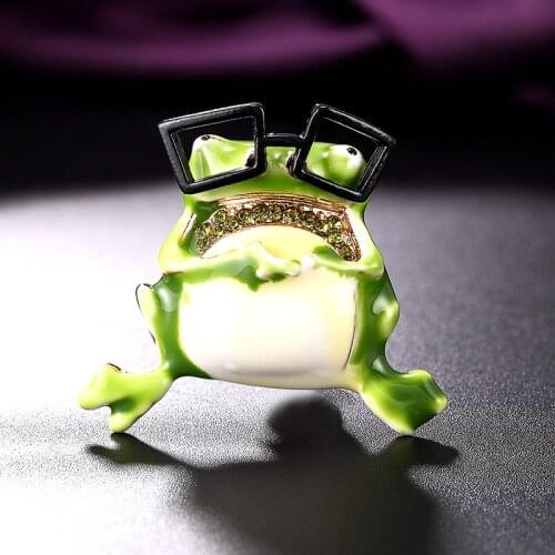 Zlxgirl jewelry fashion jet black sunglasses frog animal men brooches jewerly small cartoon enamel hijab accessory for women gif