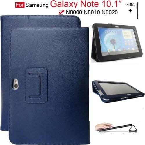 New Fashion Litchi Premium Stand PU Leather Case For Samsung Galaxy Note 10.1 GT-N8000 N8010 N8020 Tablet Cover+Pen