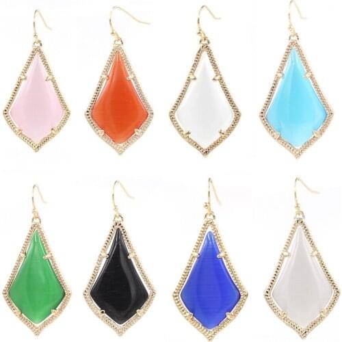 Fashion New 2019 8 Colors Choice Cat Stone Kite Statement Drop Earrings for Women