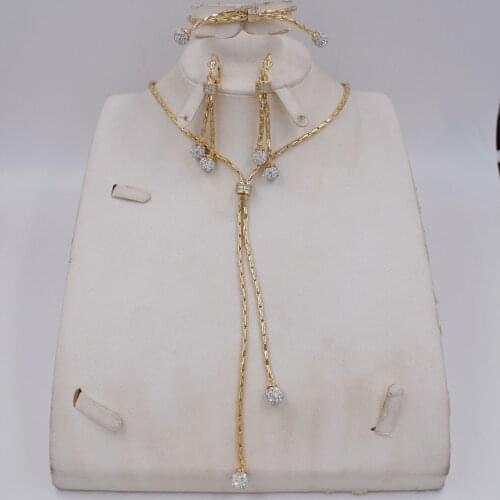 NEW DESIGN Ltaly 750 Gold color Jewelry Set For Women african beads jewlery fashion necklace set earring jewelry