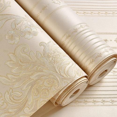 Papel De Pared Simple Luxury European Style Wallpapers Home Decor Striped Damask 3D Wall Stickers Decoration Salon Room Decor
