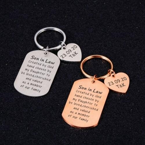 Memorarible Personalized Keychain Custom Initial Names and Date Birthday Wedding Anniversary Gift for Son in Low Keychains