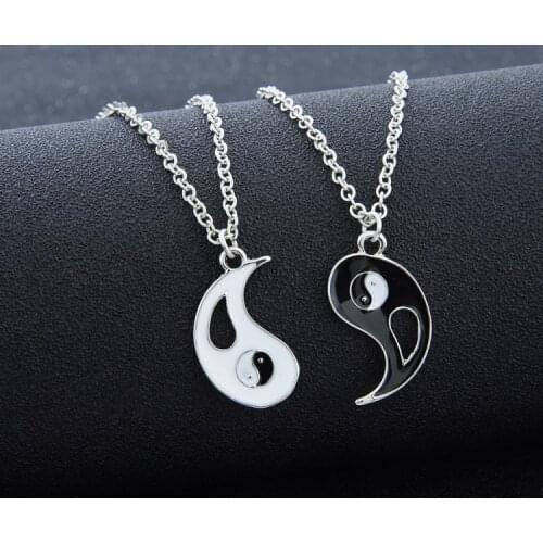 Couple Jewelry Yin Yang Broken Necklaces Best Friend Pendant 2 Charms Best Friends Necklace