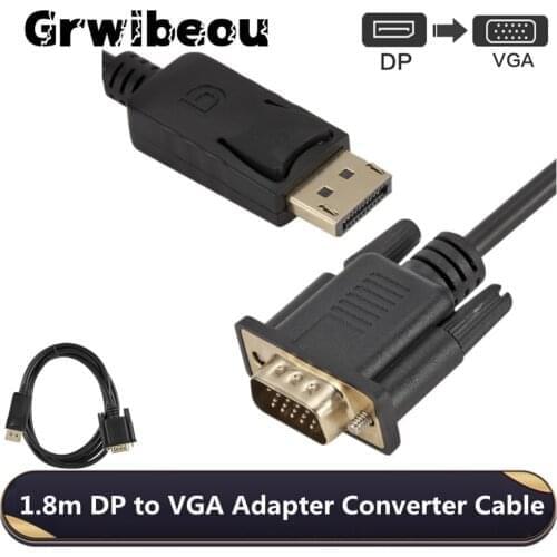 1.8m Dp Male To Vga Male Cable Adapter Displayport To Vga Converter 1080P Display Port Connector for Laptop Desktop Table Pc