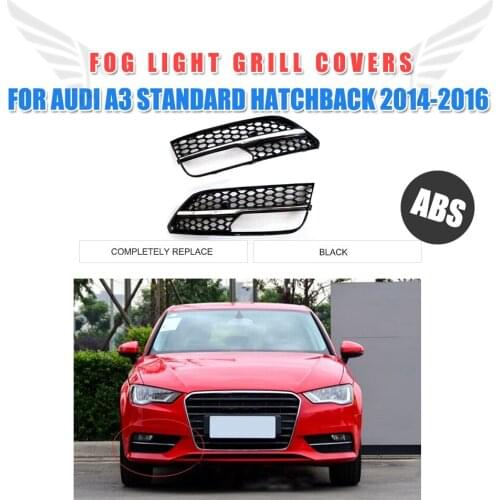 Fog Lamp Mask Cover Frame Grille Chrome Protection Mesh For Audi A3 Standard Hatchback bumper 2014 2015 2016 ABS